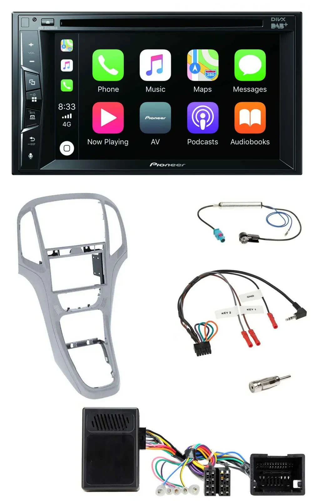 Pioneer Lenkrad USB DVD Bluetooth DAB 2DIN Autoradio für Opel Astra J ab 09 Plat