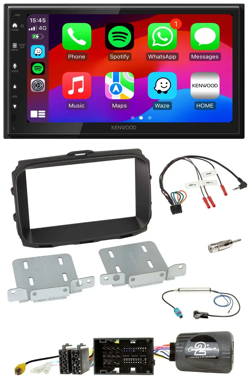 Автомагнитола для Alfa Romeo Giulietta 2013–2021 Kenwood 2DIN, USB, DAB, Bluetooth, поддержка кнопок на руле