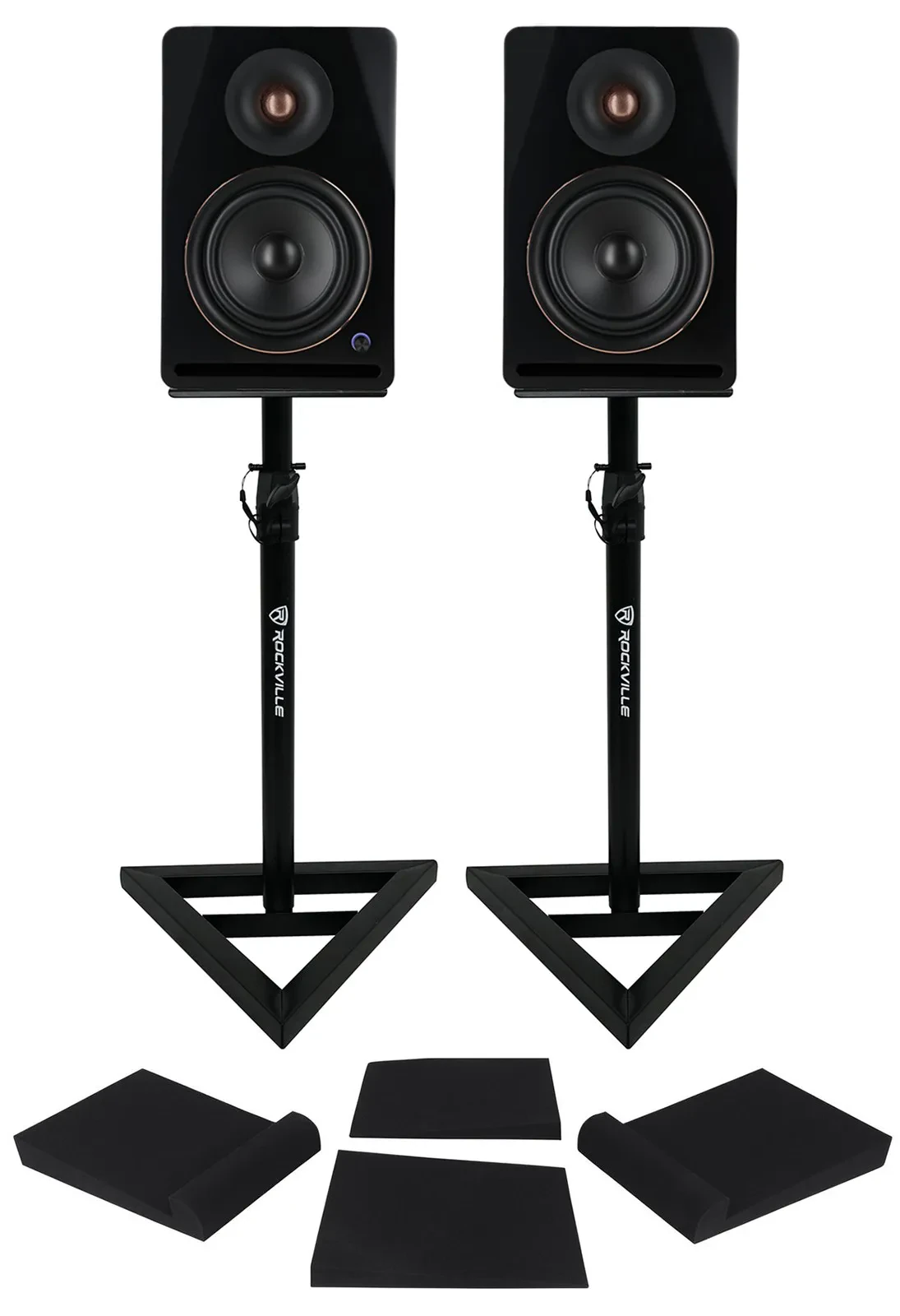 Активный студийный монитор Rockville APM8B v2 8", USB/Bluetooth (набор, пара) со стойками