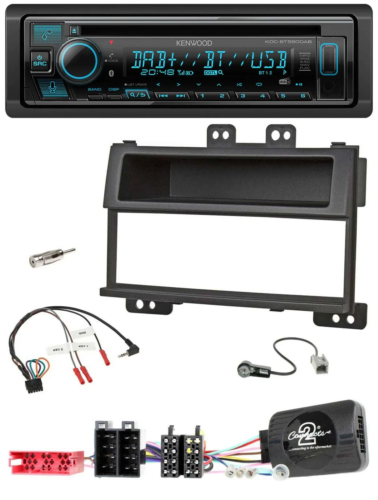 Автомагнитола Kenwood Bluetooth DAB CD USB для Hyundai i20 (2009–2011), поддержка кнопок на руле, черный