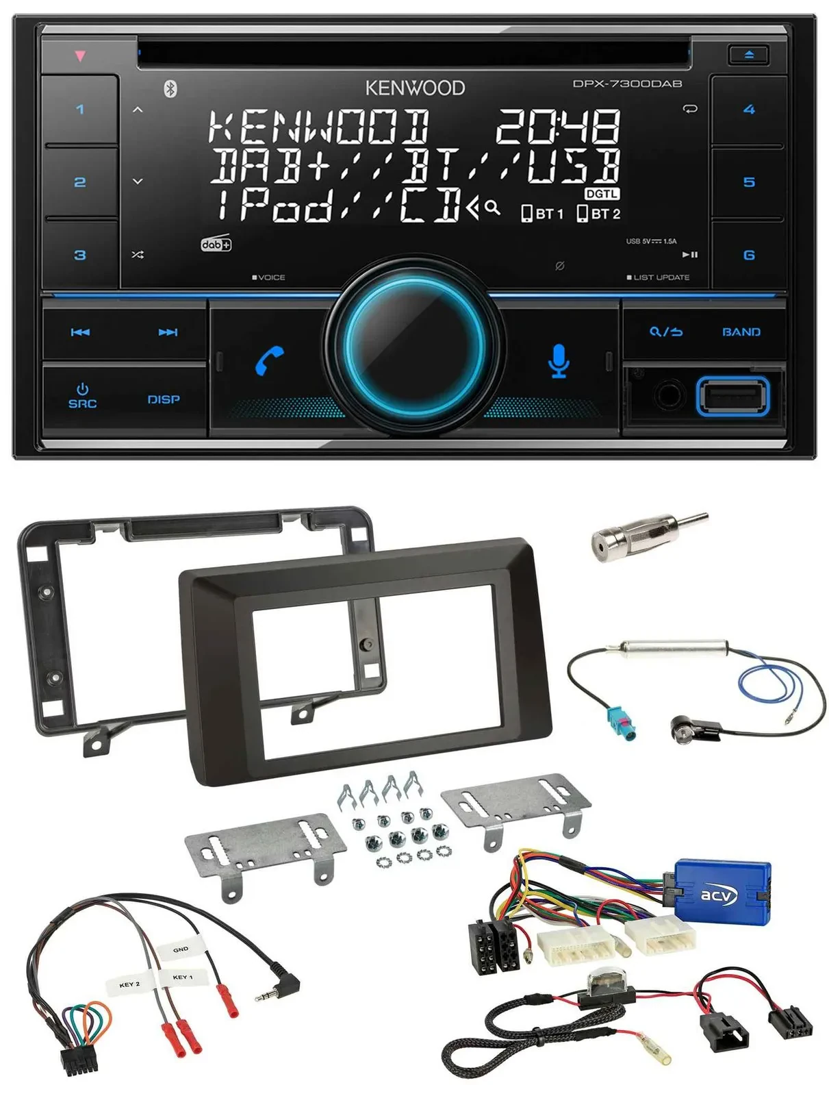 Kenwood CD 2DIN DAB USB Lenkrad Bluetooth Autoradio für Dacia Duster ab 2021