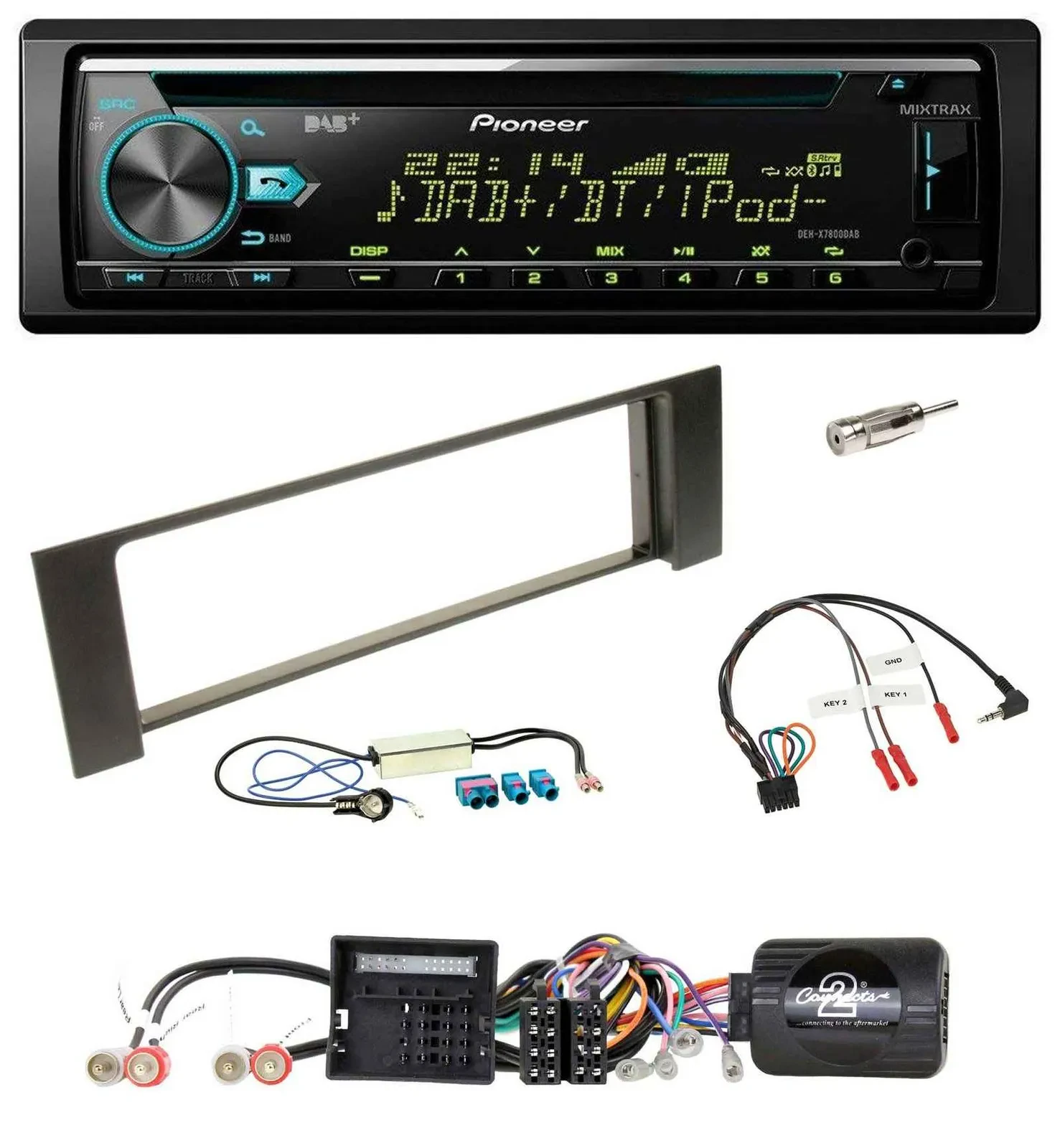 Автомагнитола для Audi A4 B6 (2000–2004) Pioneer CD/USB/Bluetooth, DAB, Quadlock, поддержка кнопок на руле