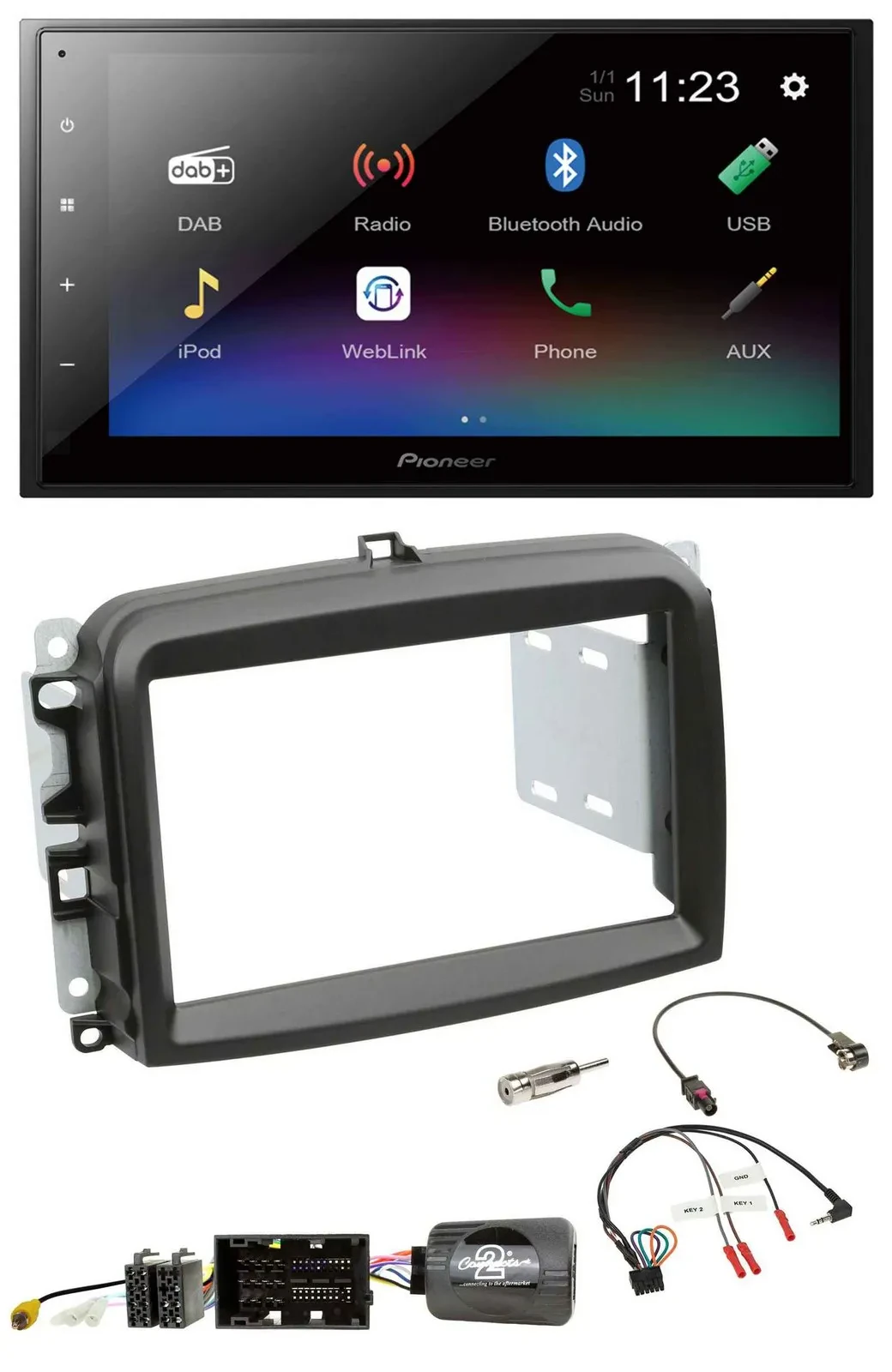 Pioneer USB Bluetooth DAB 2DIN Lenkrad Autoradio für Fiat 500 L ab 2012