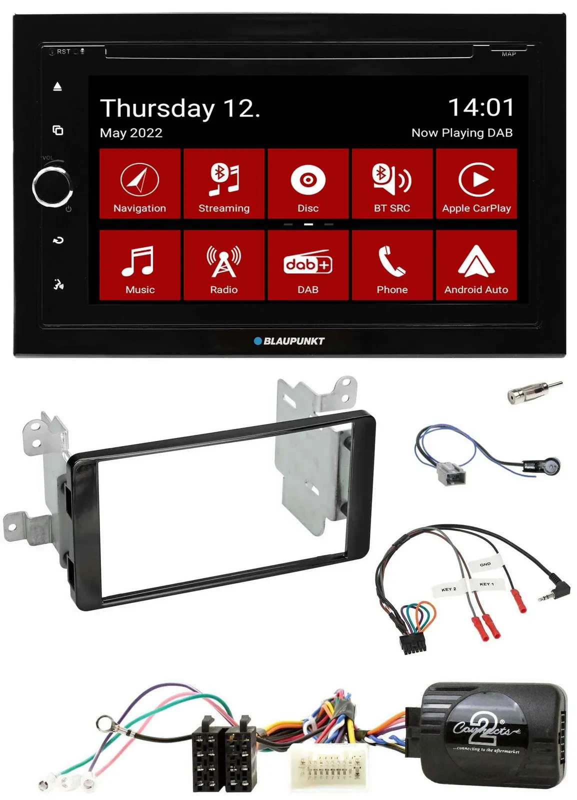 Blaupunkt Lenkrad DVD Bluetooth DAB 2DIN USB Autoradio für Mitsubishi ab 2012 Ou