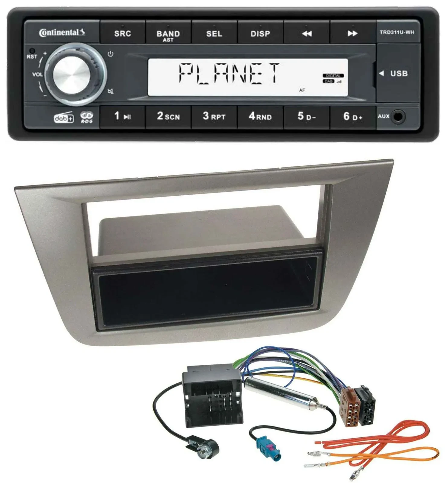 Continental MP3 AUX USB DAB 1DIN Autoradio für Seat Altea Toledo ab 05 Anthrazit