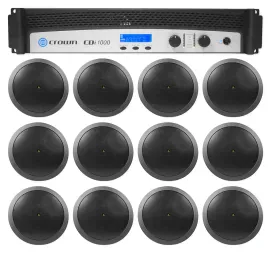 Crown CDi1000 2-Ch 500w 70V Commercial Amplifier+(12) JBL Black Ceiling Speakers