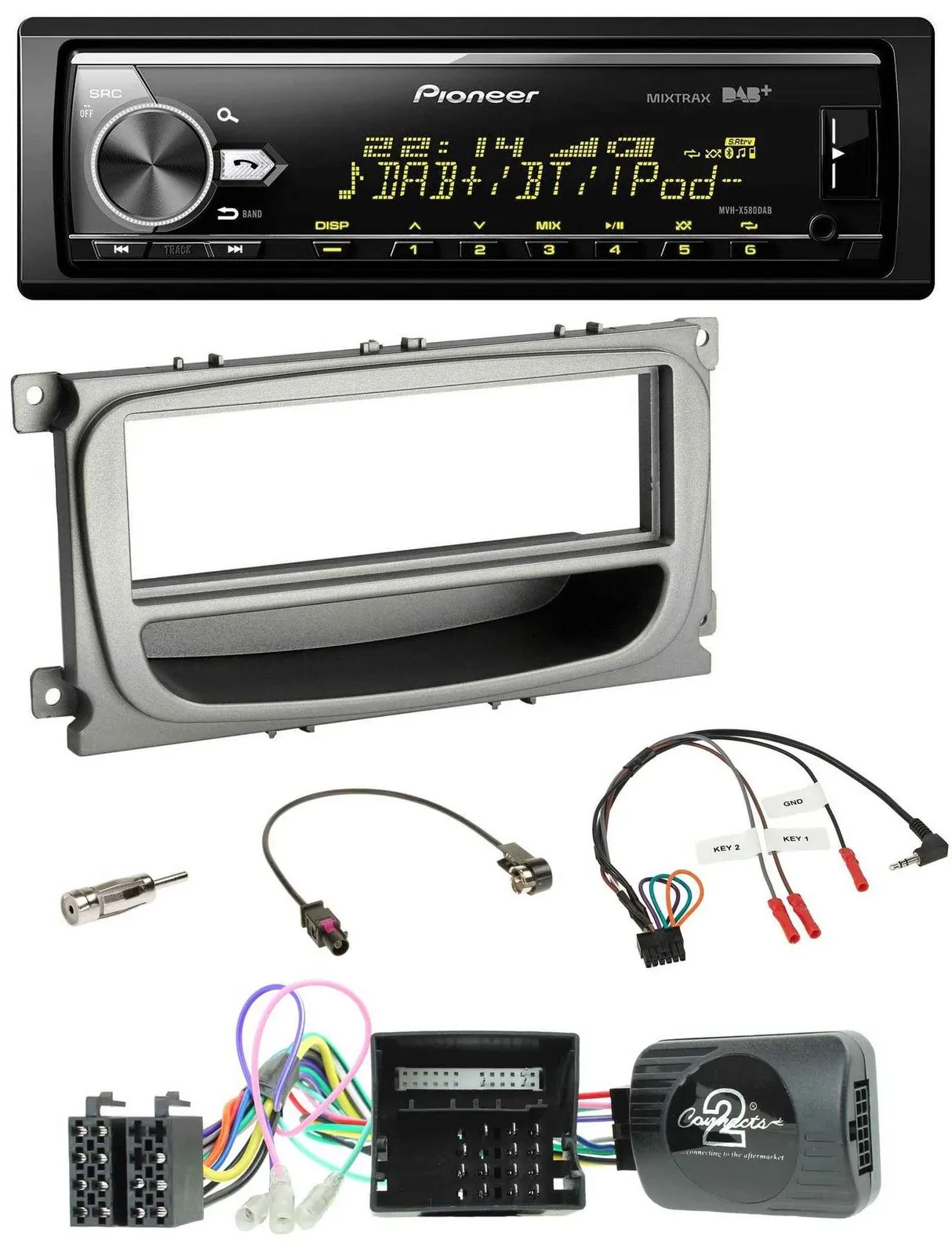 Pioneer Bluetooth USB DAB Lenkrad Autoradio für Ford S-Max Mondeo Can 07-14 Abla