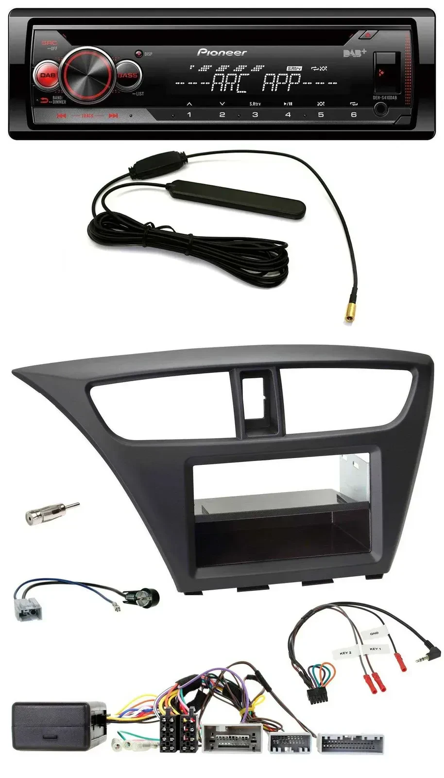 Автомагнитола Pioneer для Honda Civic (с 2012) CD, USB, DAB, MP3, поддержка управления на руле