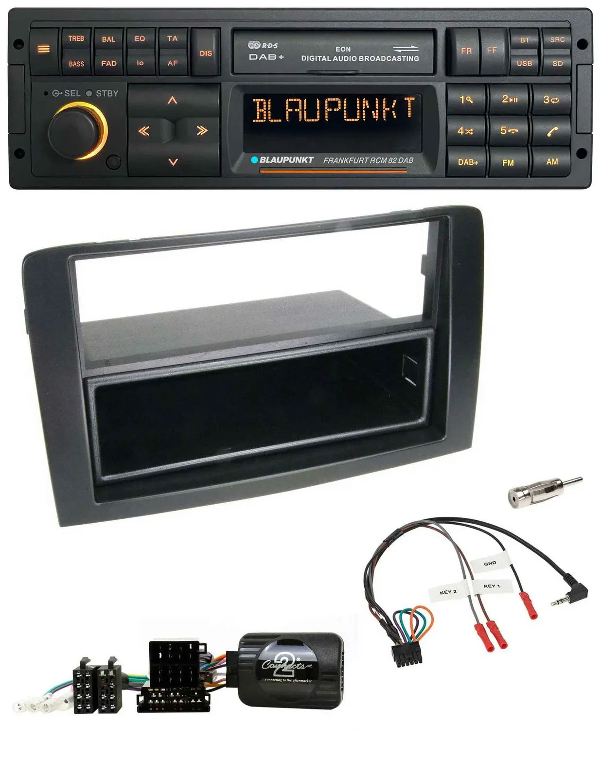Blaupunkt USB DAB SD Lenkrad Bluetooth Autoradio für Fiat Idea 2006-2012 schwarz