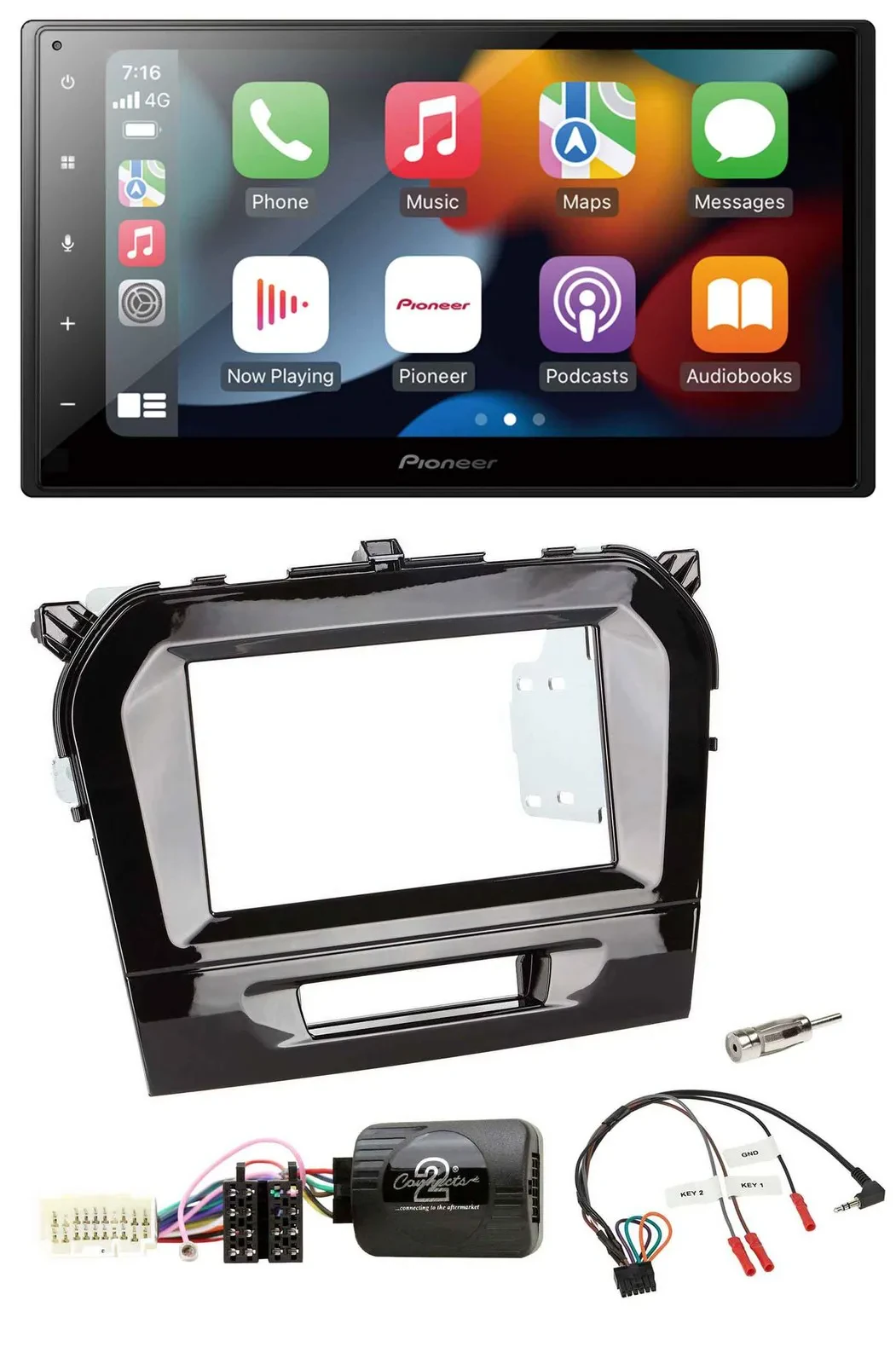 Pioneer DAB Bluetooth 2DIN USB Lenkrad Autoradio für Suzuki Vitara ab 2015