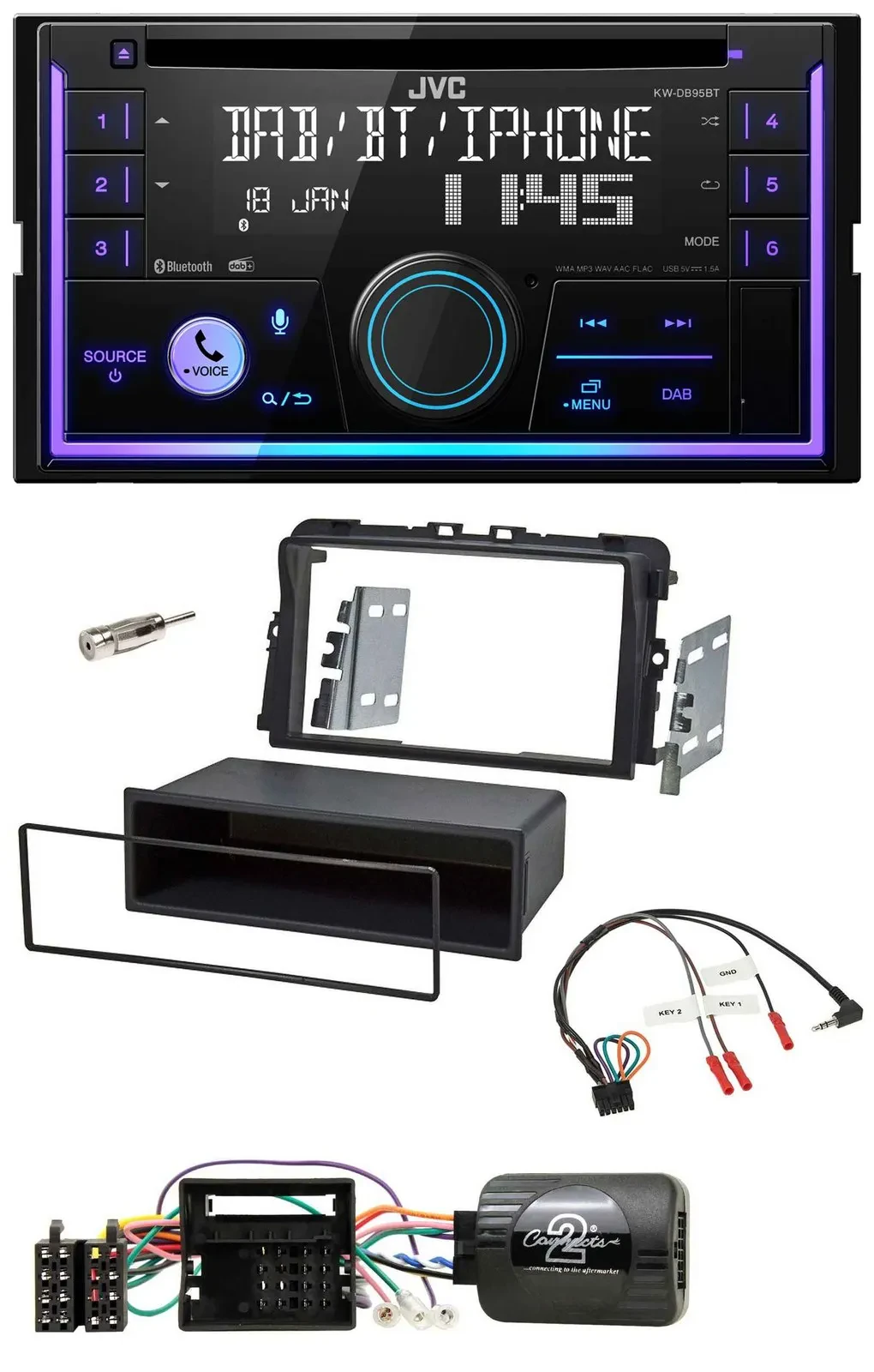 JVC Lenkrad USB 2DIN DAB Bluetooth CD Autoradio für Opel Vivaro 2011-2015