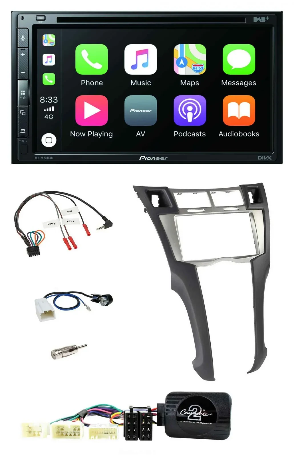 Автомагнитола для Toyota Yaris 2006–2011 Pioneer 2DIN, DVD, DAB, Bluetooth, USB