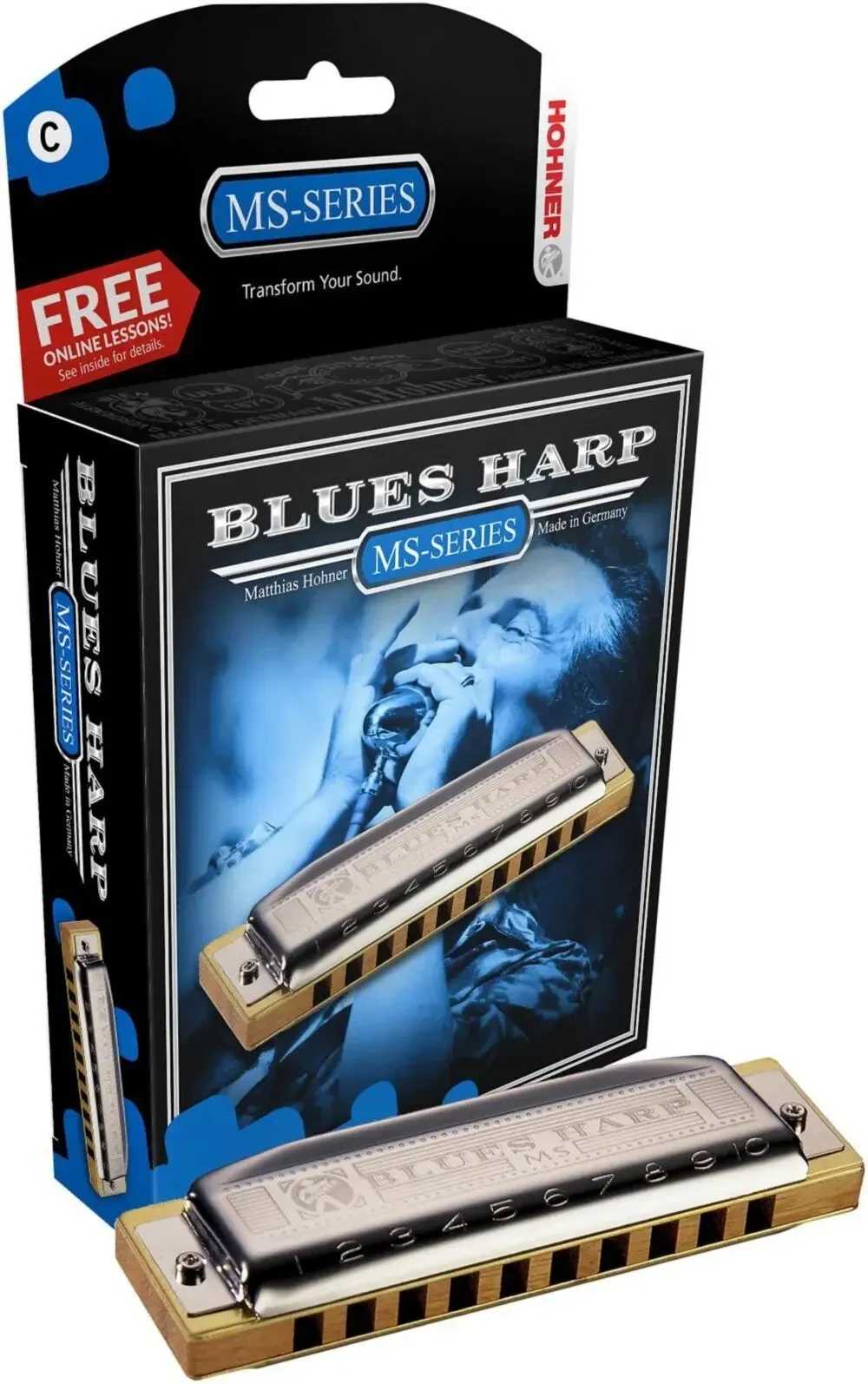 Губная гармошка Hohner 532 Blues Harp MS Diatonic Harmonica Silver - G