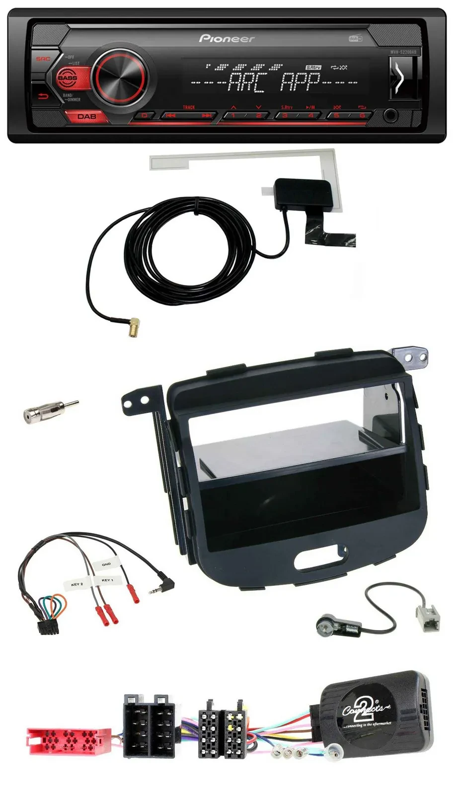 Автомагнитола Pioneer 1-DIN USB, DAB, MP3, для Hyundai i10 (2009–2013), черный, резиновое покрытие, управление с руля