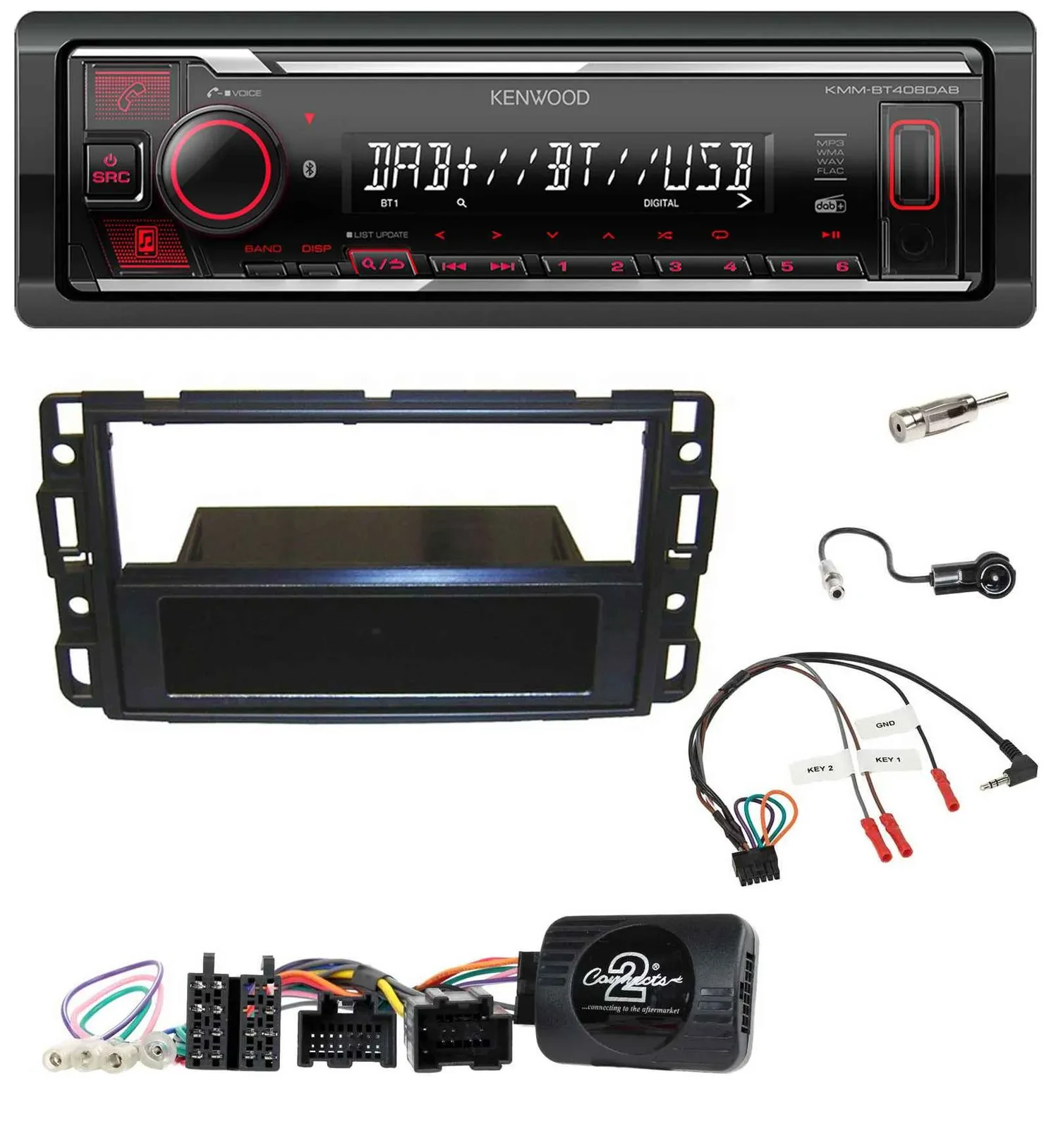 Kenwood Lenkrad Bluetooth USB DAB Autoradio für Cadillac BLS YSCF 2006-2010