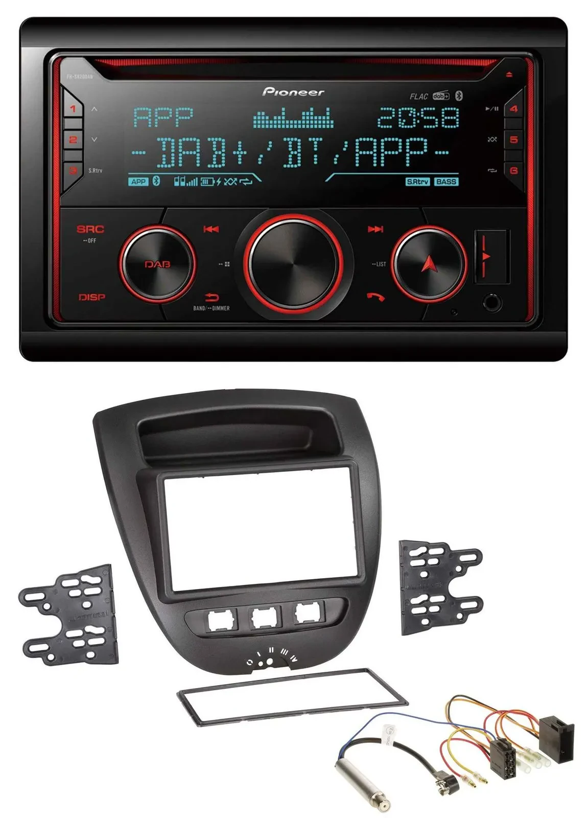 Pioneer 2DIN DAB MP3 Bluetooth USB CD Autoradio für Peugeot 107 Citroen C1 Toyot