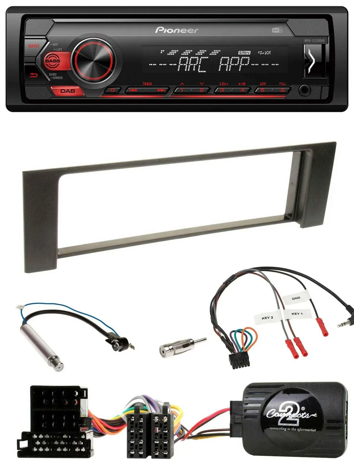 Pioneer DAB 1DIN MP3 Lenkrad USB Autoradio für Audi A4 2000-2004 ISO