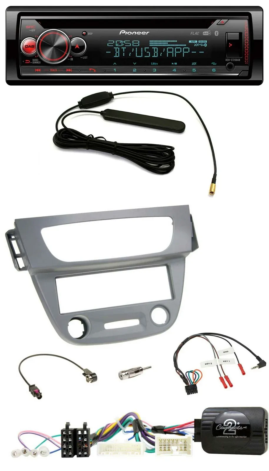 Автомагнитола Pioneer CD, DAB, Bluetooth, USB для Renault Megane 3 (2012-2014), серый