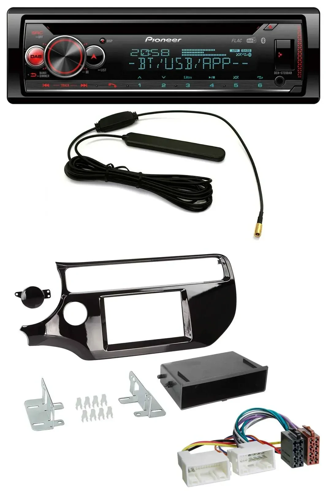 Автомагнитола Pioneer для Kia Rio UB (с 2015) CD, DAB, Bluetooth, USB, черный глянец