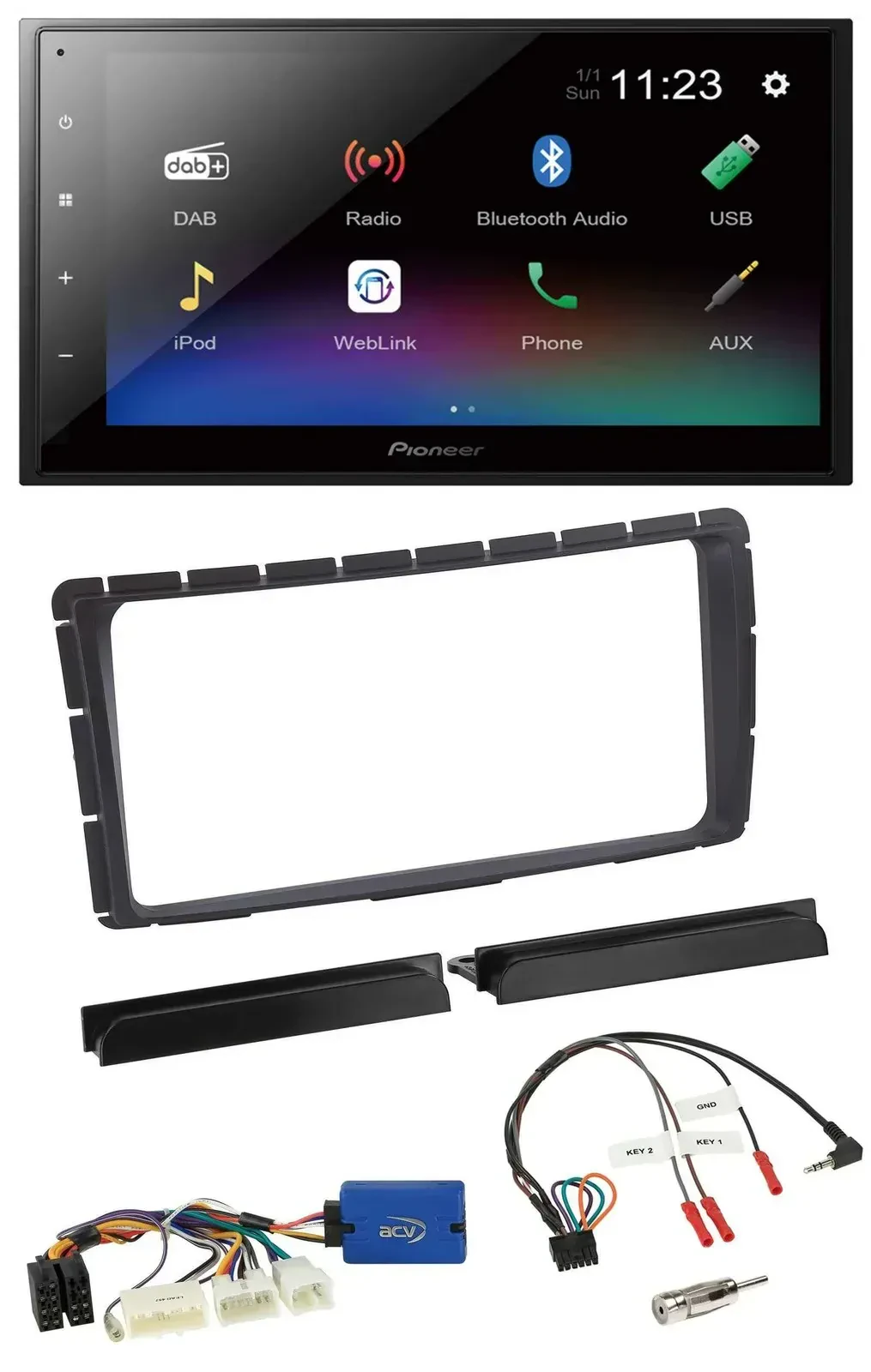 Автомагнитола для Toyota Hilux (с 2011) Pioneer 2DIN, USB, Bluetooth, DAB, поддержка кнопок на руле, 28-pin