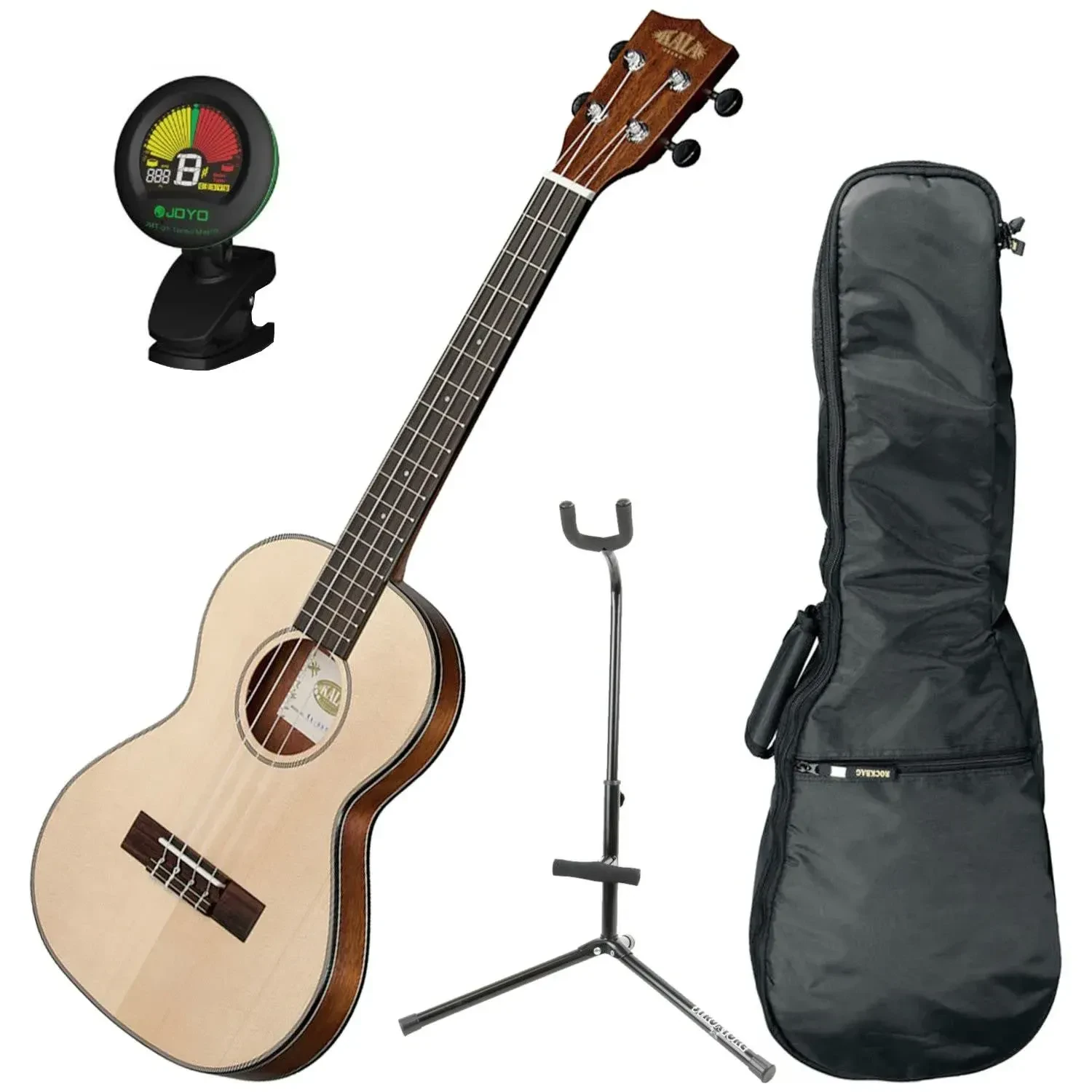 Kala KA-SSTU-T Solid Spruce Top Slim Tenor Travel Ukulele w/ Gig Bag, Tuner, and