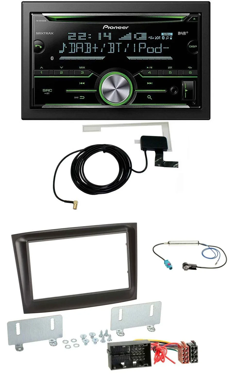 Pioneer CD USB MP3 Bluetooth 2DIN DAB Autoradio für Fiat Doblo ab 2015 schwarz