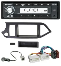 Continental MP3 AUX USB DAB 1DIN Autoradio für Kia Picanto ab 2011 Start-Stop
