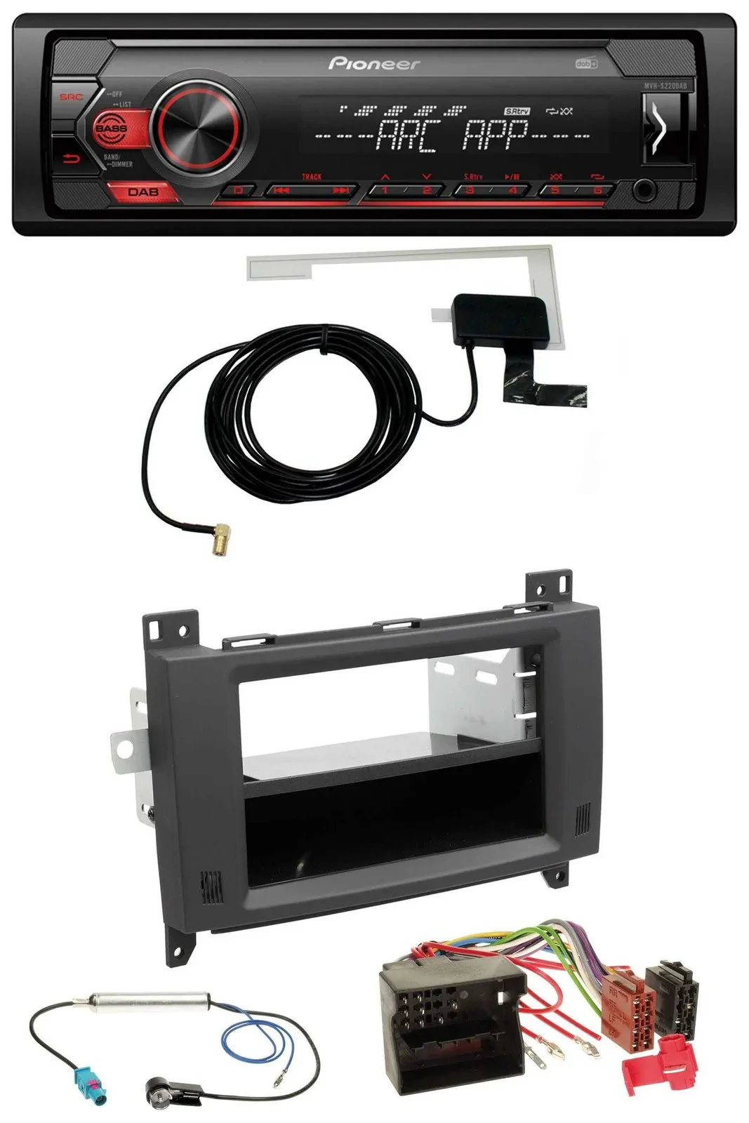 Автомагнитола для Mercedes Vito/Viano Pioneer 1DIN, USB, DAB, MP3, AUX, Rubbertouch