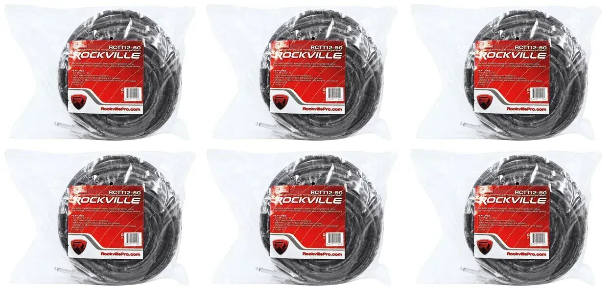 Спикерный кабель Rockville RCTT1250 Black 15.25 м (6 штук)