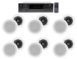 (6) Zone Bluetooth Receiver+12) 5.25" White Ceiling Speakers For Restaurant/Bar