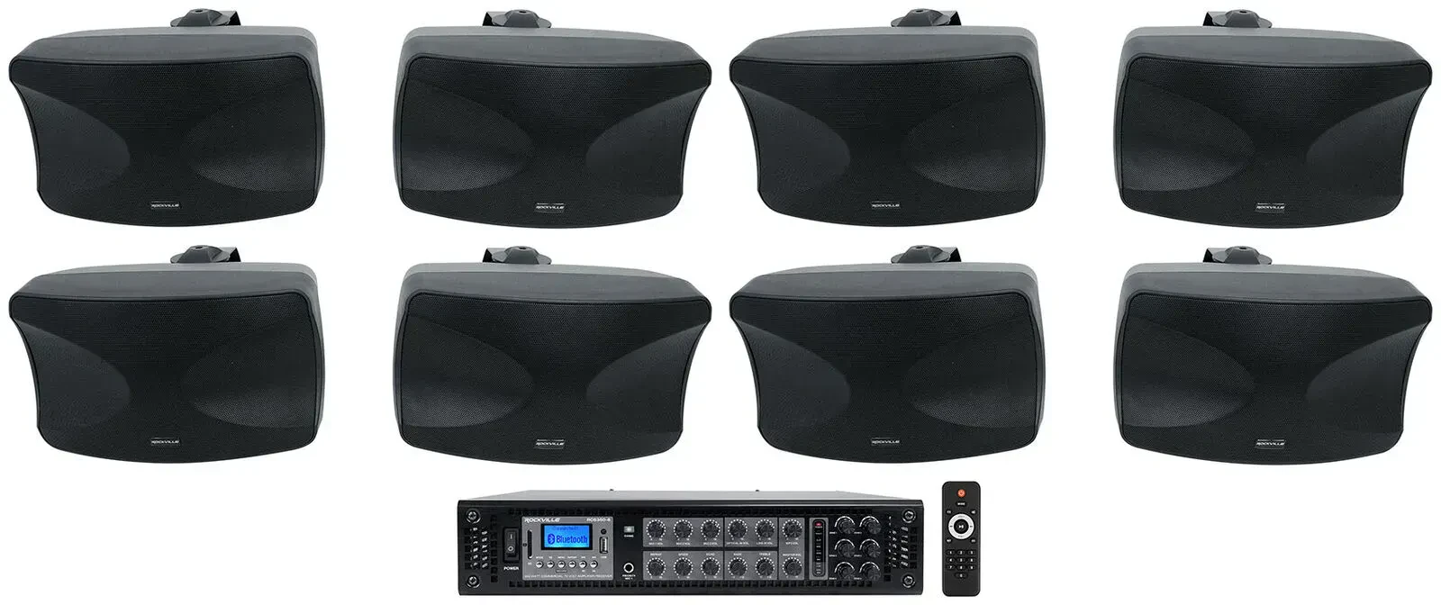 Настенная акустика Rockville WET-44 Pro Black с усилителем (8 штук)