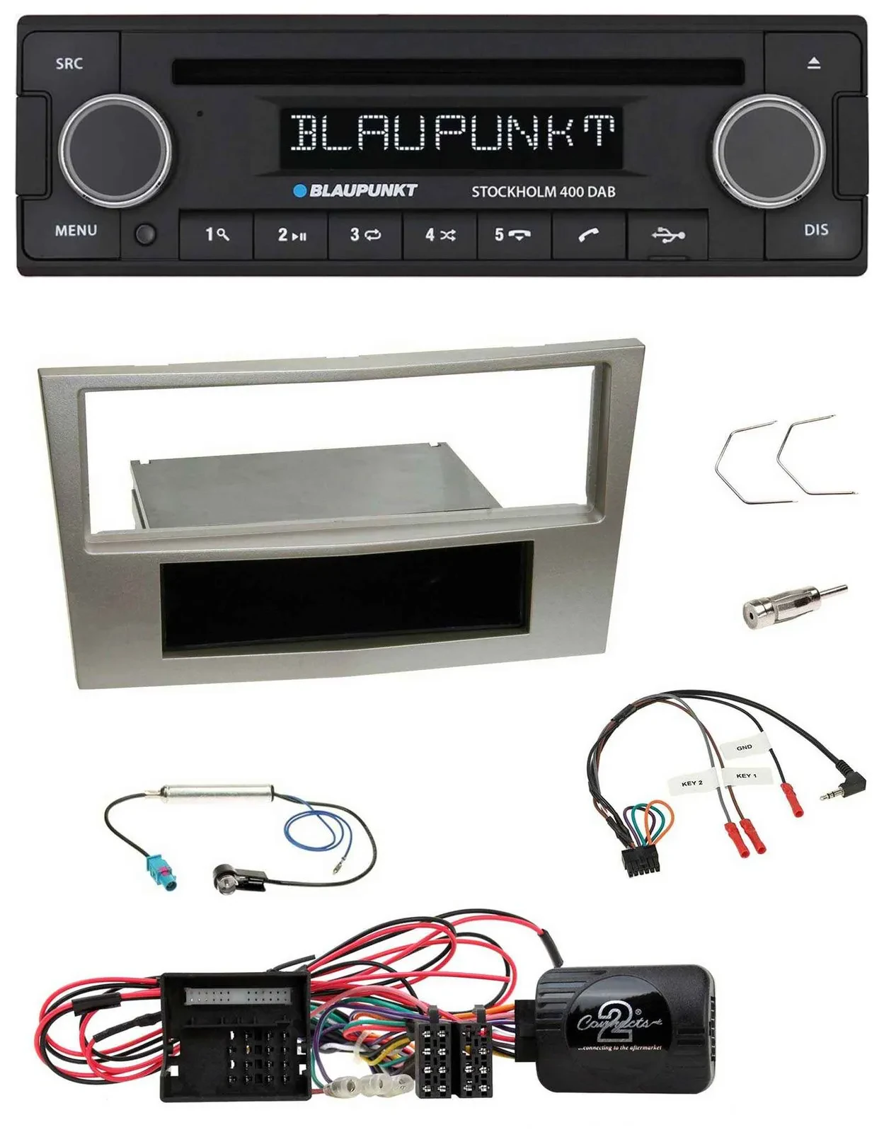Blaupunkt Lenkrad Bluetooth DAB CD USB Autoradio für Opel Corsa D satin-stone 09