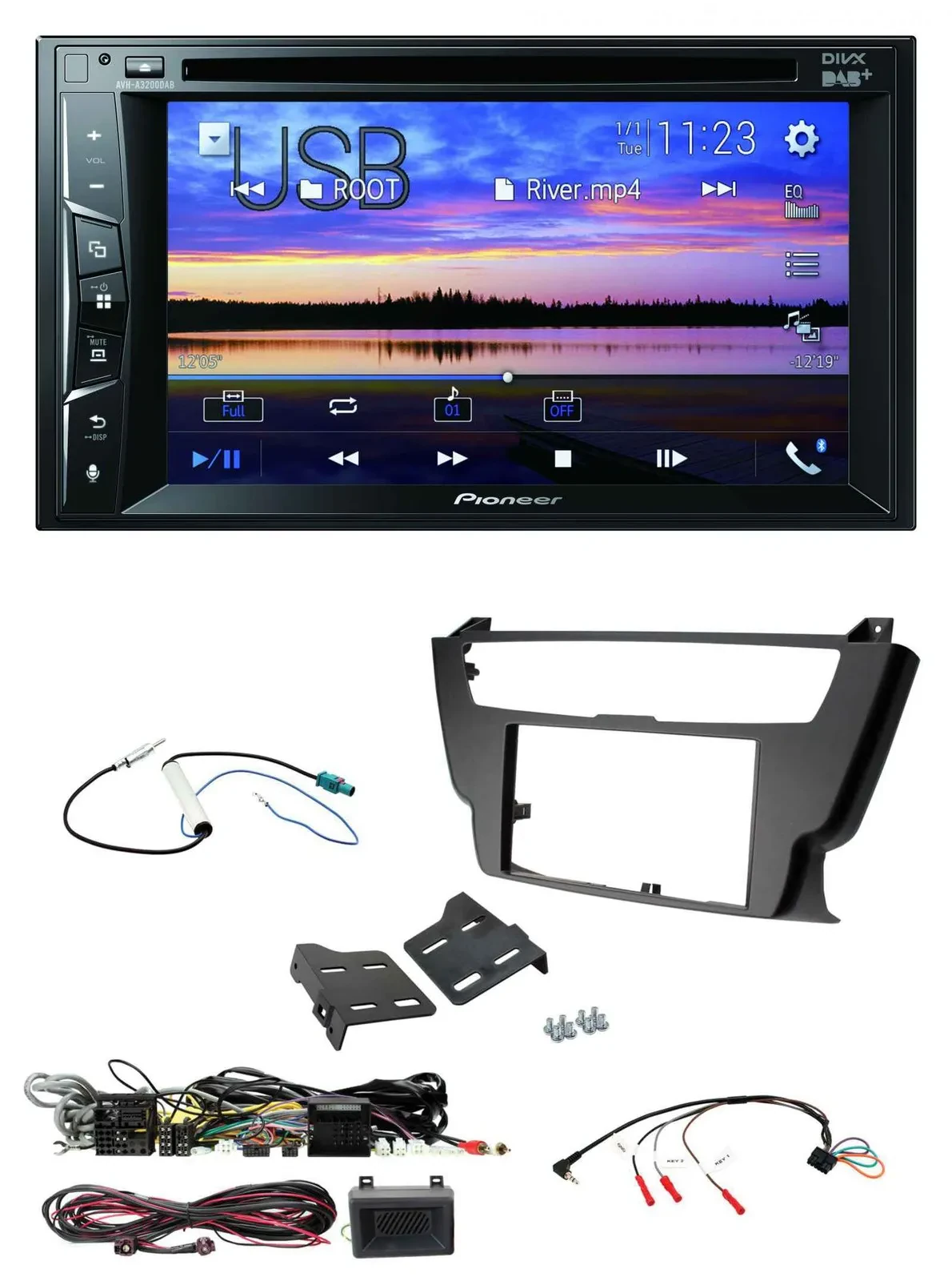 Автомагнитола для BMW 3/4 (2012–2016) Pioneer 2DIN Bluetooth USB DVD DAB с поддержкой кнопок на руле