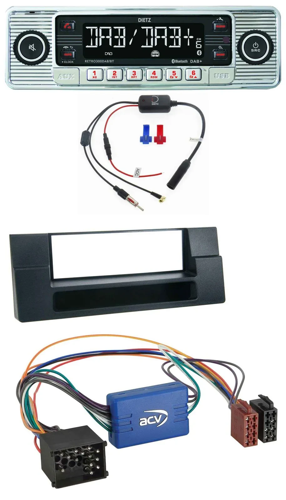 Dietz DAB USB MP3 Bluetooth Autoradio für BMW 5er E39 X5 E53 Ablagefach Aktivsys