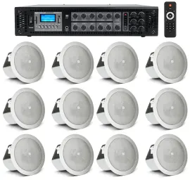 (12) JBL 3" Ceiling Speakers+6-Zone Bluetooth Amplifier For Hotel/Office/Diner