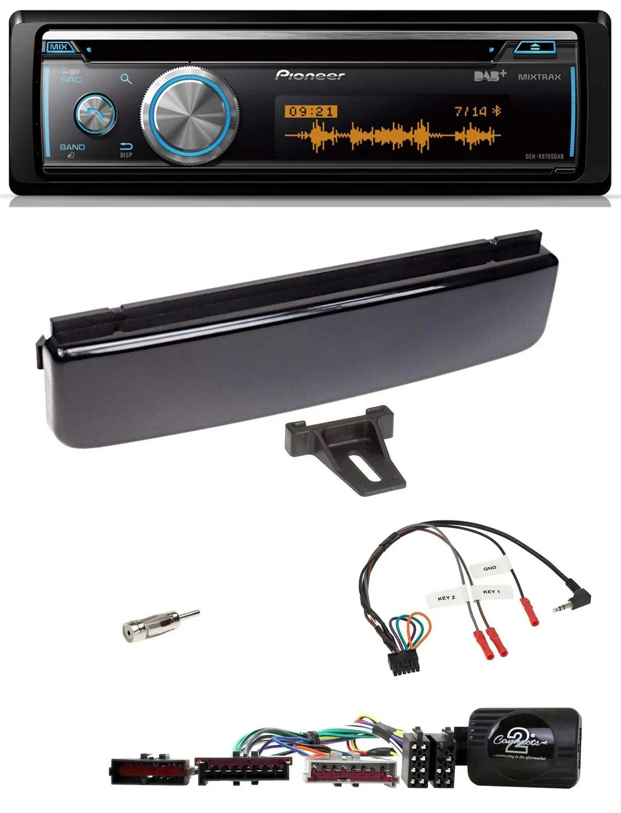 Pioneer Lenkrad DAB USB CD Bluetooth Autoradio für Ford Mondeo Focus piano-schwa