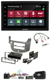Blaupunkt 2DIN Lenkrad USB Bluetooth DAB Autoradio für Honda Jazz ab 2014 silber