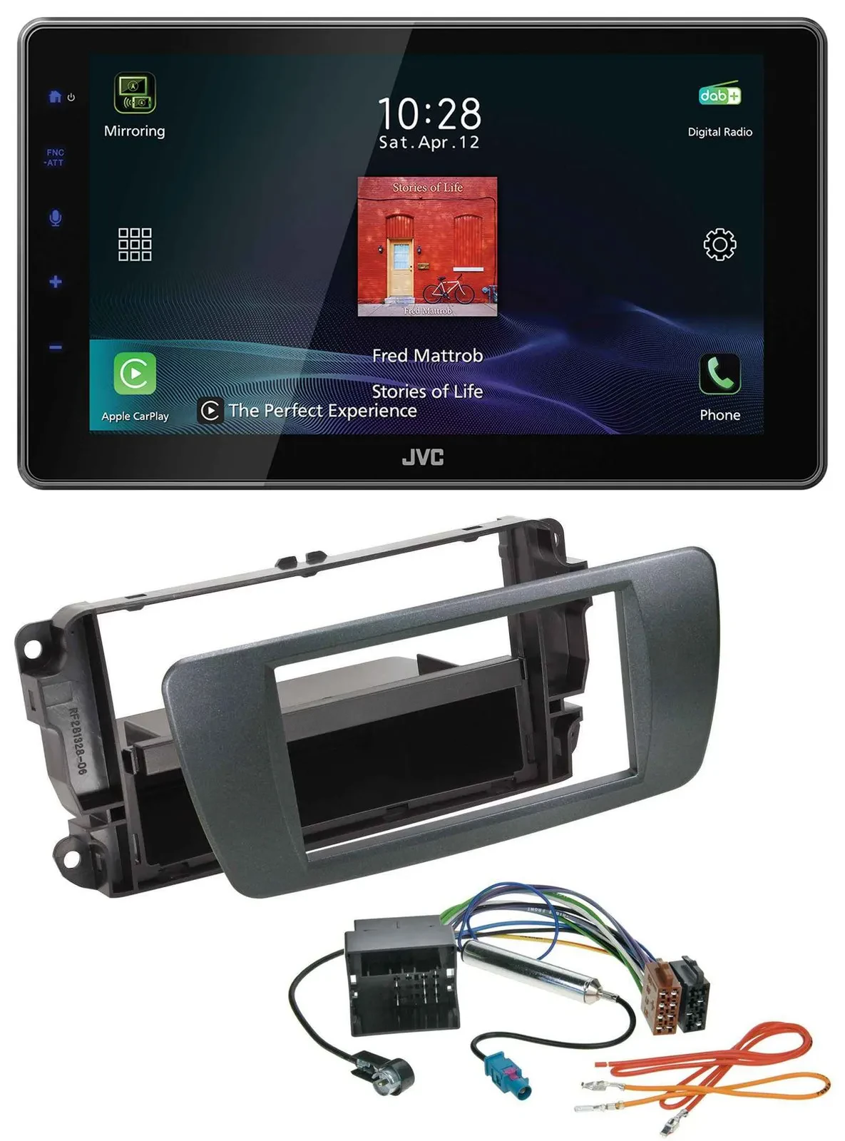 JVC DAB MP3 Bluetooth USB Autoradio für Seat Ibiza ab 08 azabacheschwarz