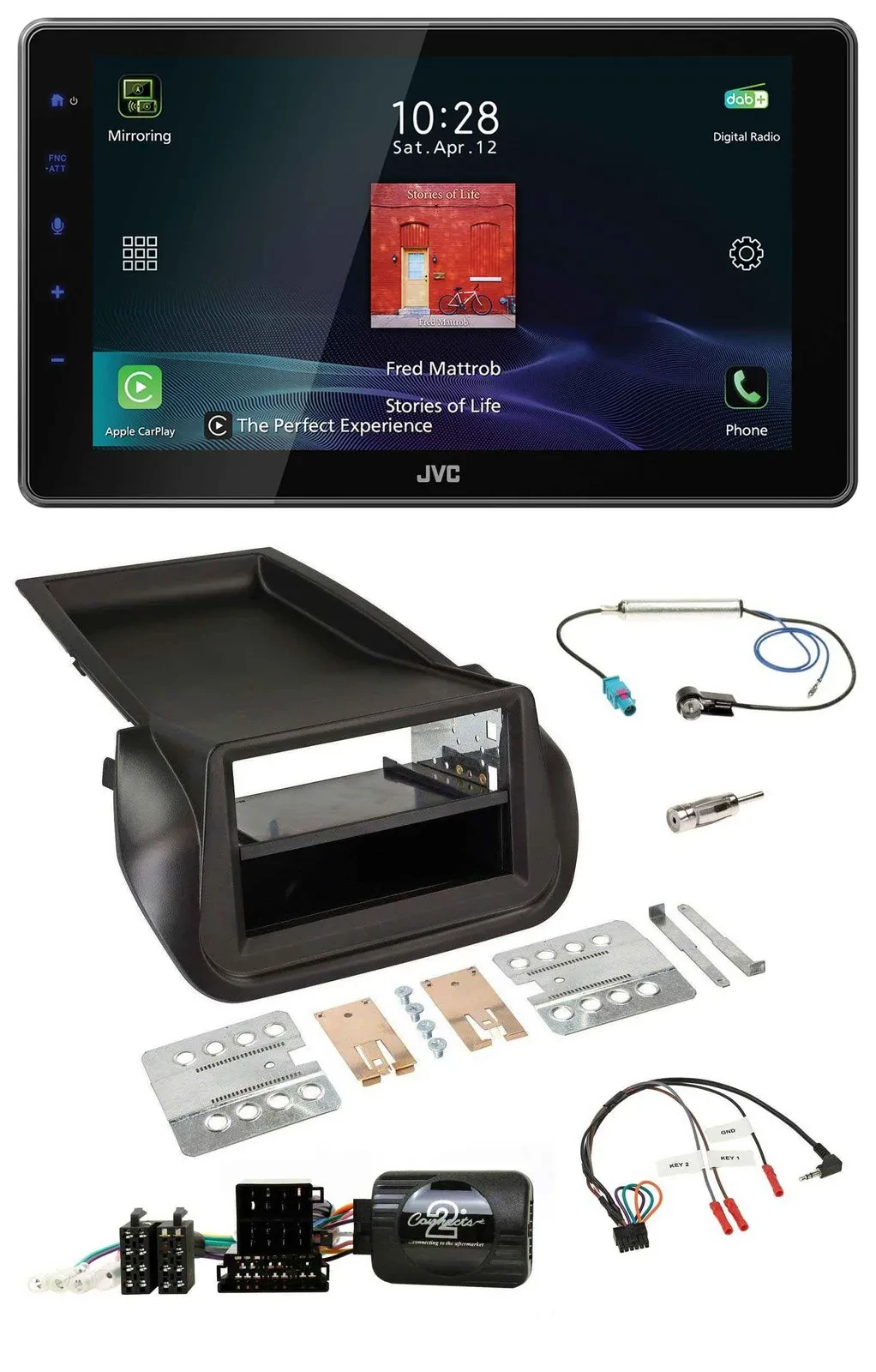 JVC DAB Lenkrad Bluetooth USB Autoradio für Citroen Nemo Peugeot Bipper ab 2008