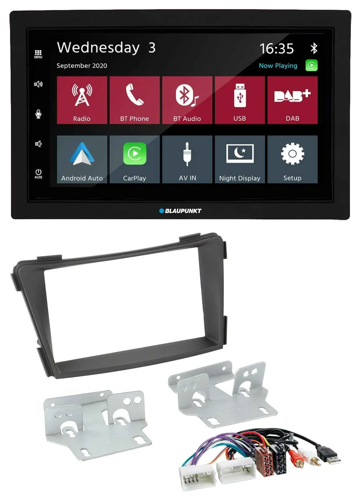 Blaupunkt DAB Bluetooth USB MP3 2DIN Autoradio für Hyundai i40 ab 2011 VF schwar