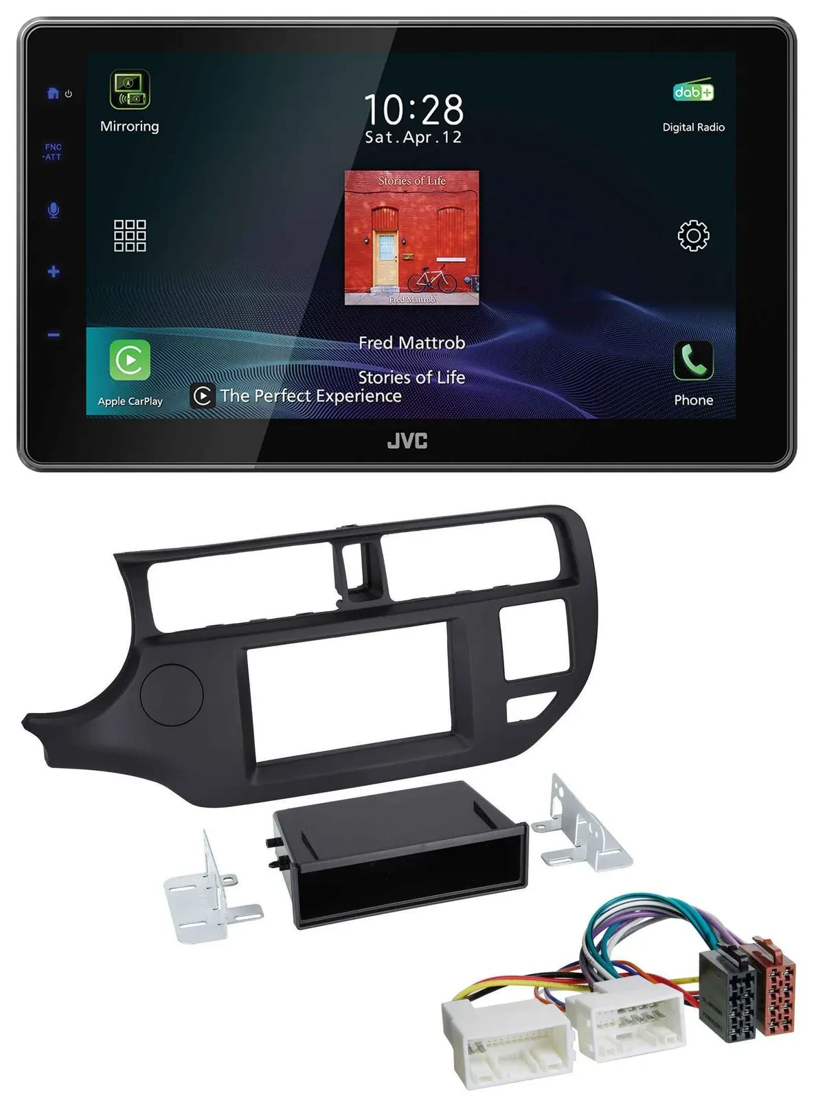 JVC DAB MP3 Bluetooth USB Autoradio für Kia Rio (UB 2011-2014) schwarz