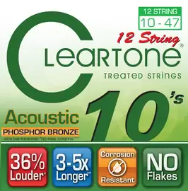Струны для акустической гитары Cleartone 7410-12 Phosphor Bronze 10-47