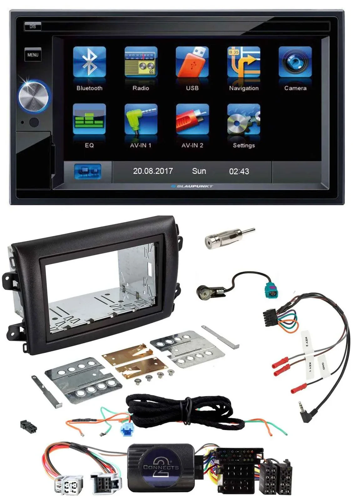 Blaupunkt SD USB TMC Bluetooth 2DIN Lenkrad Navigation für Fiat Ducato Serie 8 a