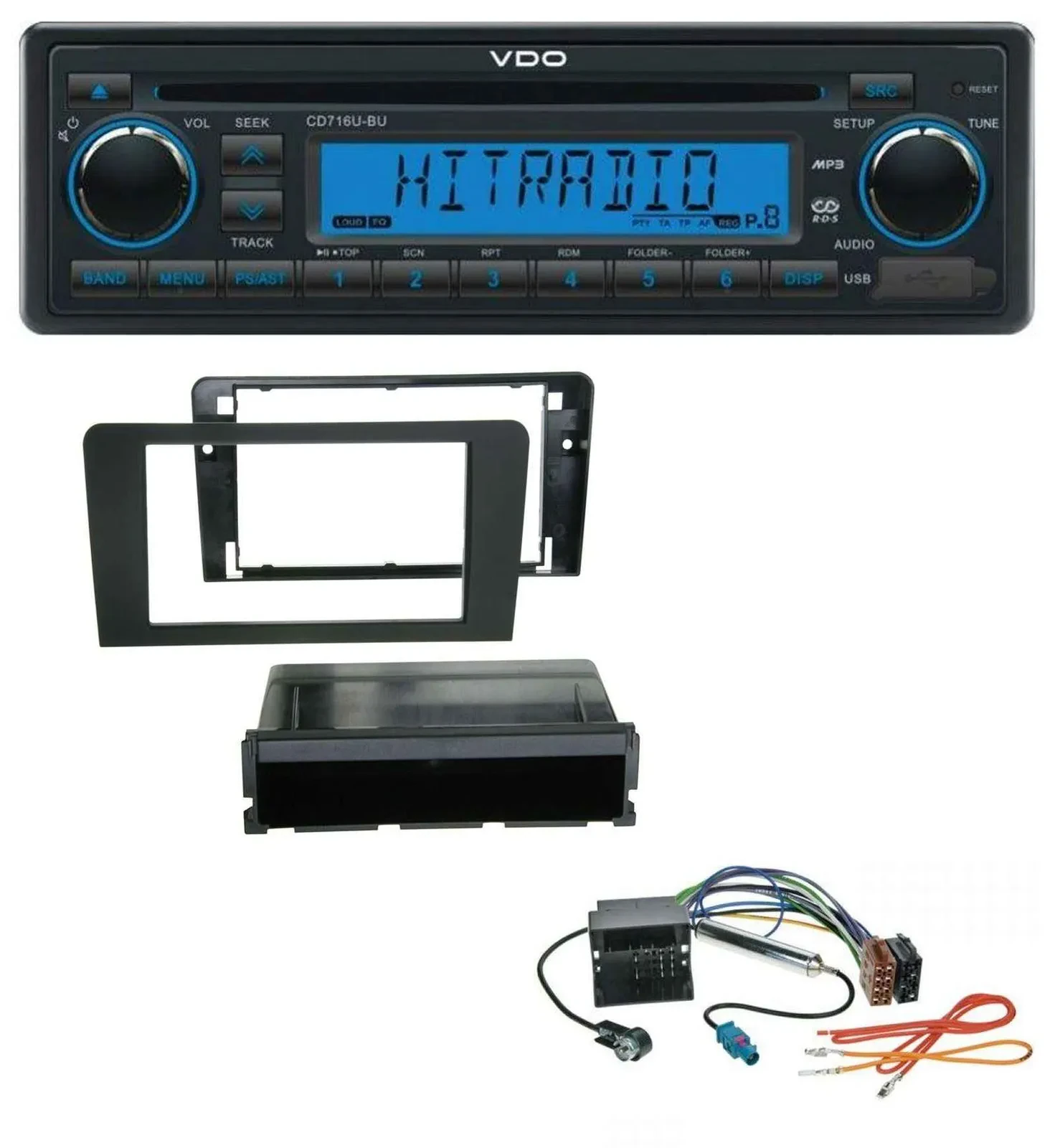 VDO AUX MP3 1DIN CD USB Autoradio für Audi A3 8P 03-12 Symphony Quadlock