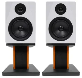 (2) Rockville APM5W 5.25" 250W Powered USB Studio Monitor Speakers+Wood Stands