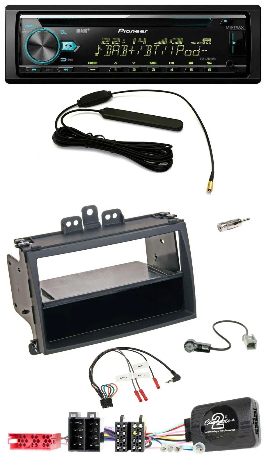 Автомагнитола Pioneer CD/MP3, DAB, USB для Hyundai i20 (2009–2011), черный (Rubber-Touch), с поддержкой кнопок на руле