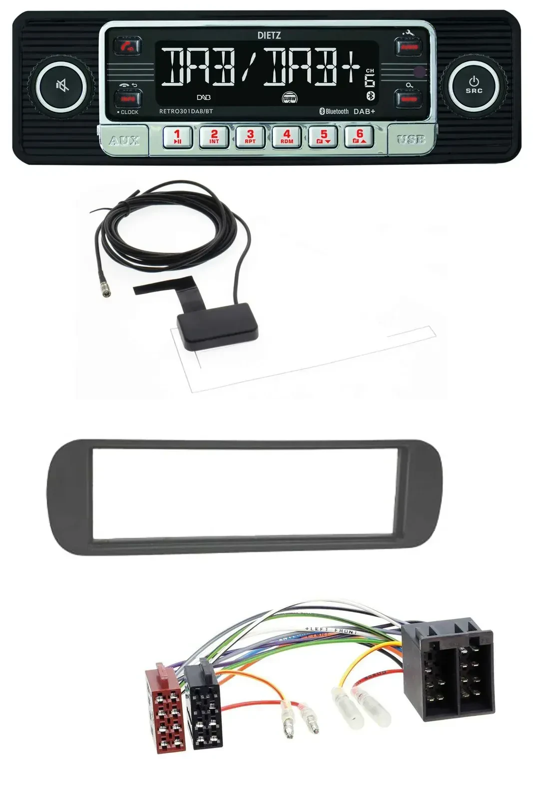 Dietz DAB Bluetooth USB MP3 Autoradio für Lancia Y (1996-2004) - schwarz