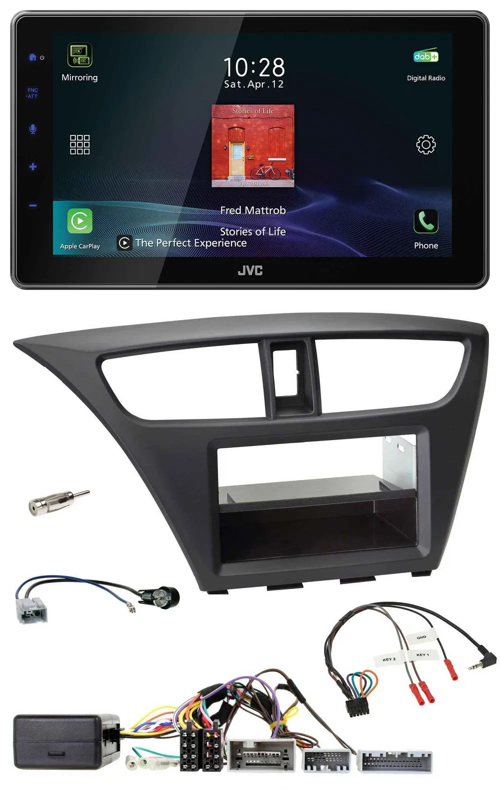 JVC DAB Lenkrad Bluetooth USB Autoradio für Honda Civic (ab 2012)