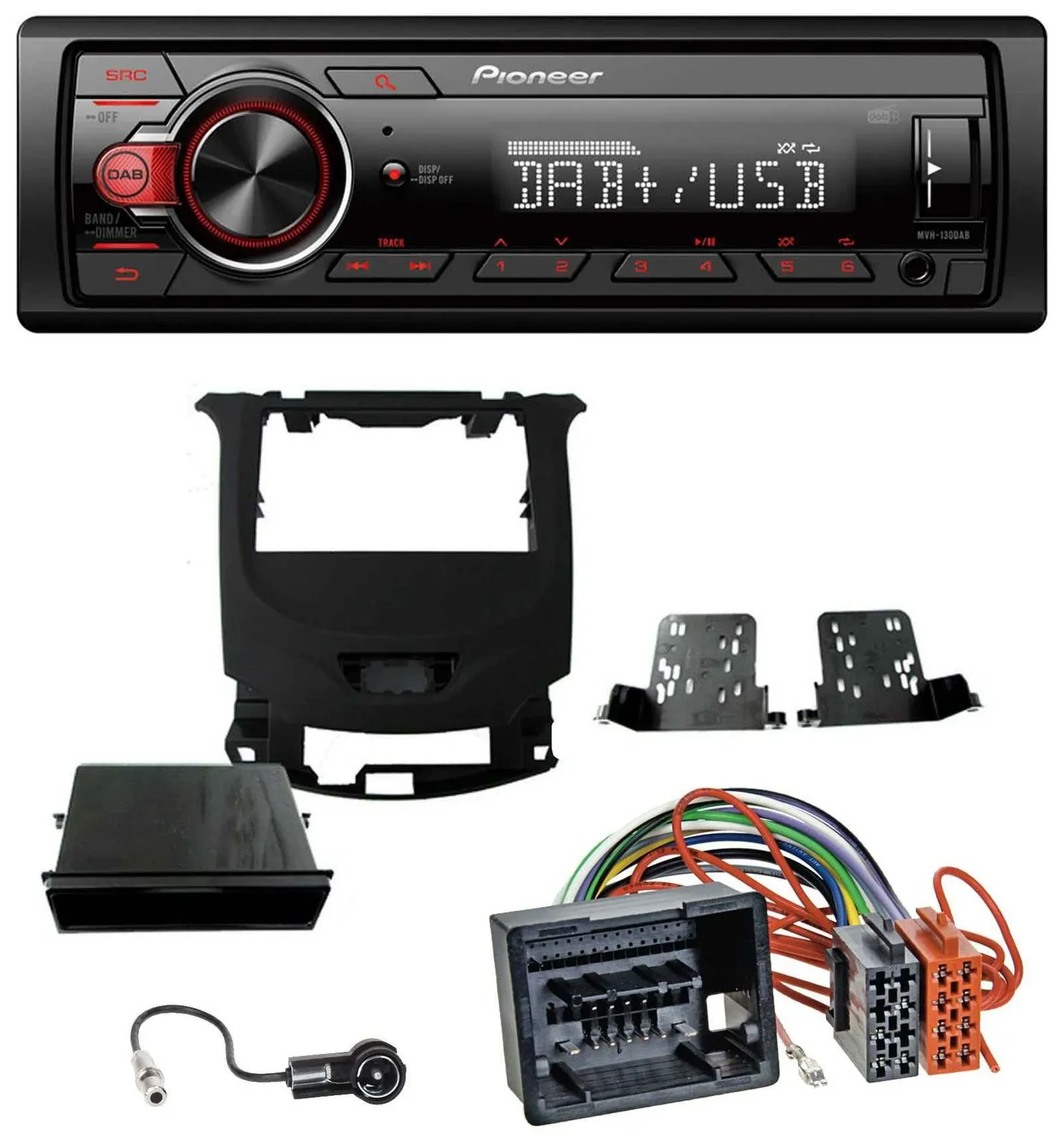Pioneer MP3 1DIN DAB USB AUX Autoradio für Chevrolet Cruze ab 2016 Klavierlack/s