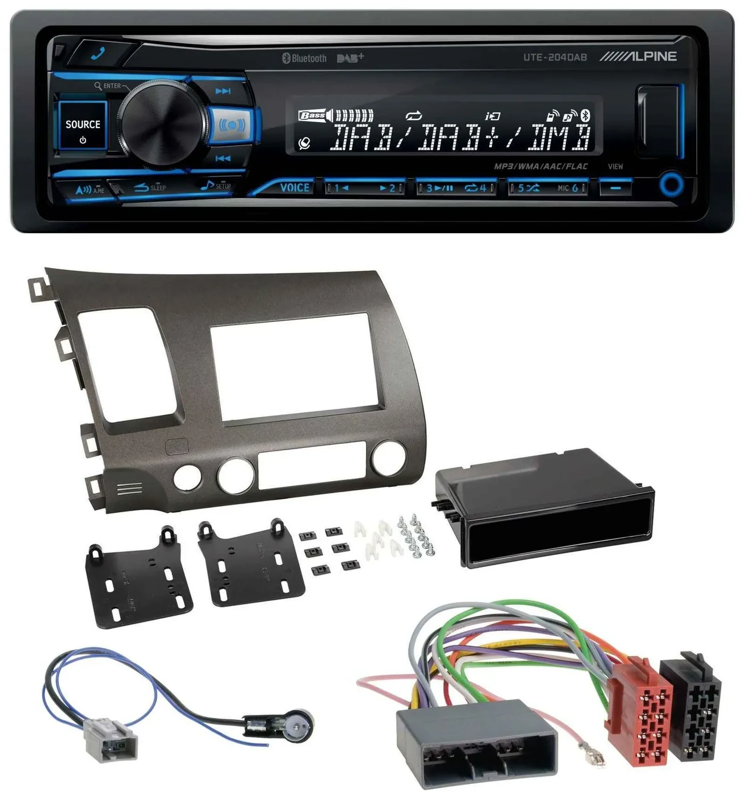 Alpine USB Bluetooth DAB MP3 Autoradio für Honda Civic Hybrid FD3 06-10 anthrazi